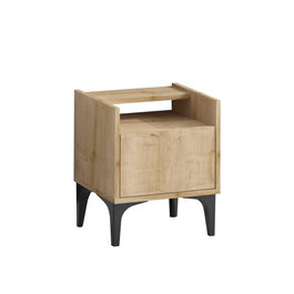 Hanah Home Mesita de Noche Nogal y Negro 40x50x35cm 18mm Tablero Melamina